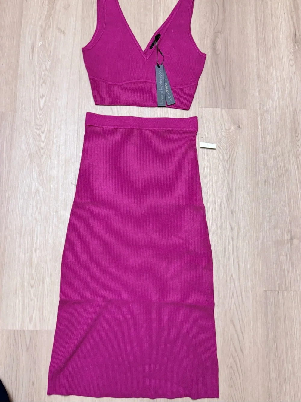 Fuchsia Ribbed Knit Two-Piece Set